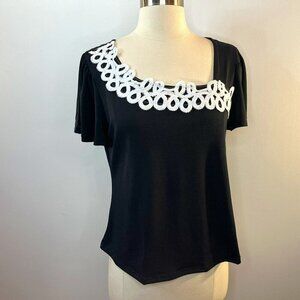 Adrienne Vittadini Women's Black White Summer Top - Size Small - NWT